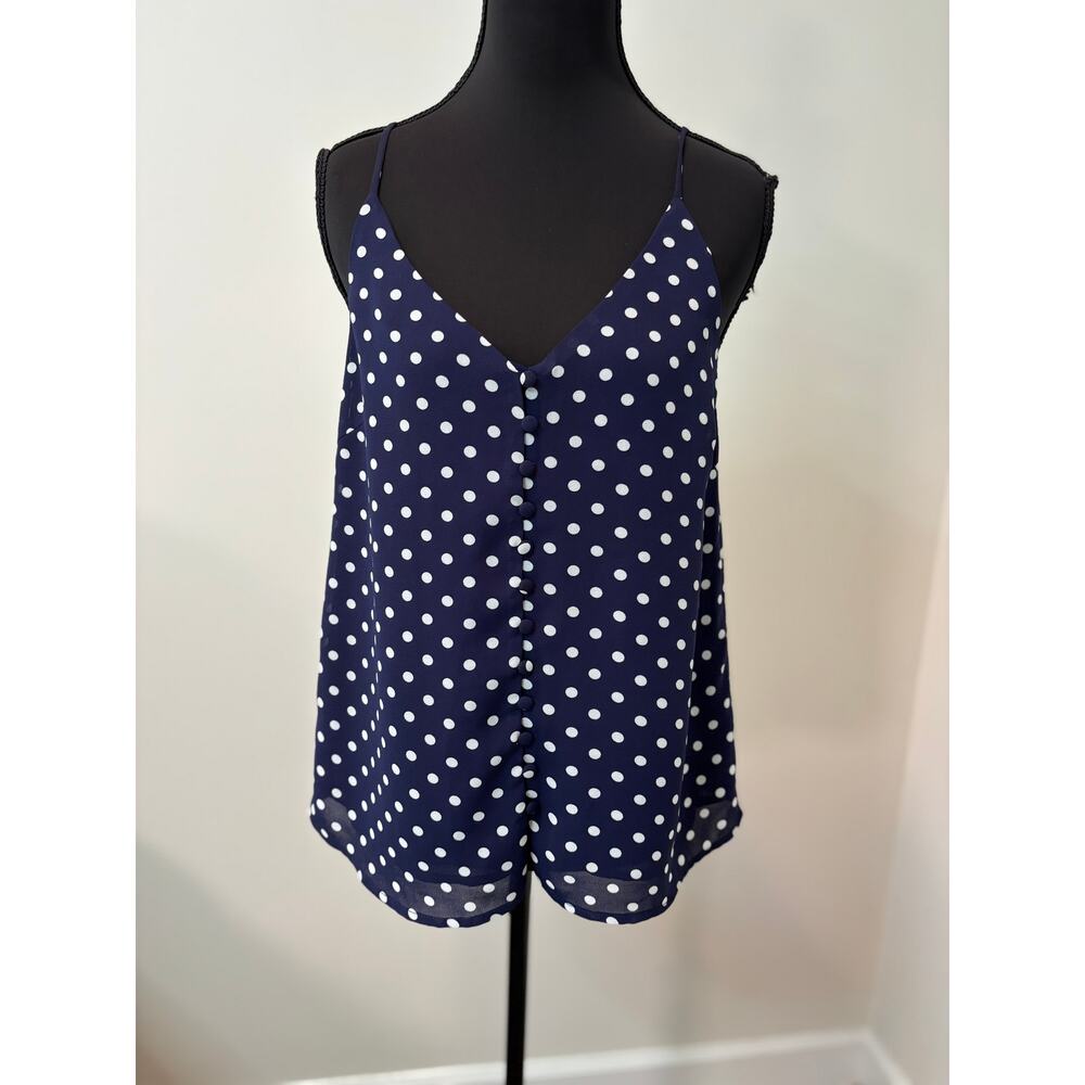 Sophie Rue Leisha Cami in Navy with White Polka Dots and Button Front